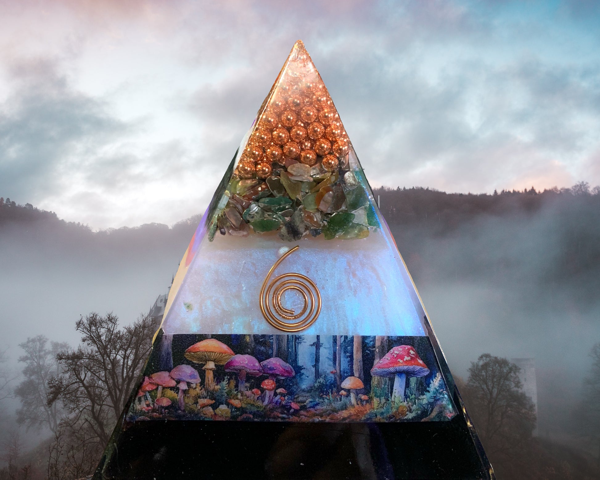 Wanderer Jasper Forest Orgone Pyramid - Shungite Activated image 0