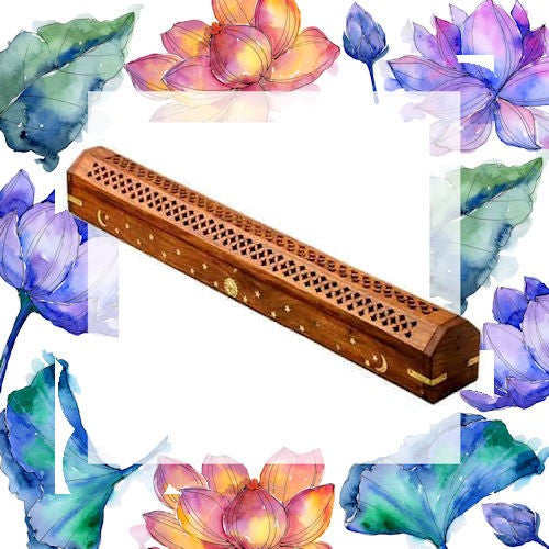 Wooden Jumbo Stick Carved Wood Compartment Burner image 0