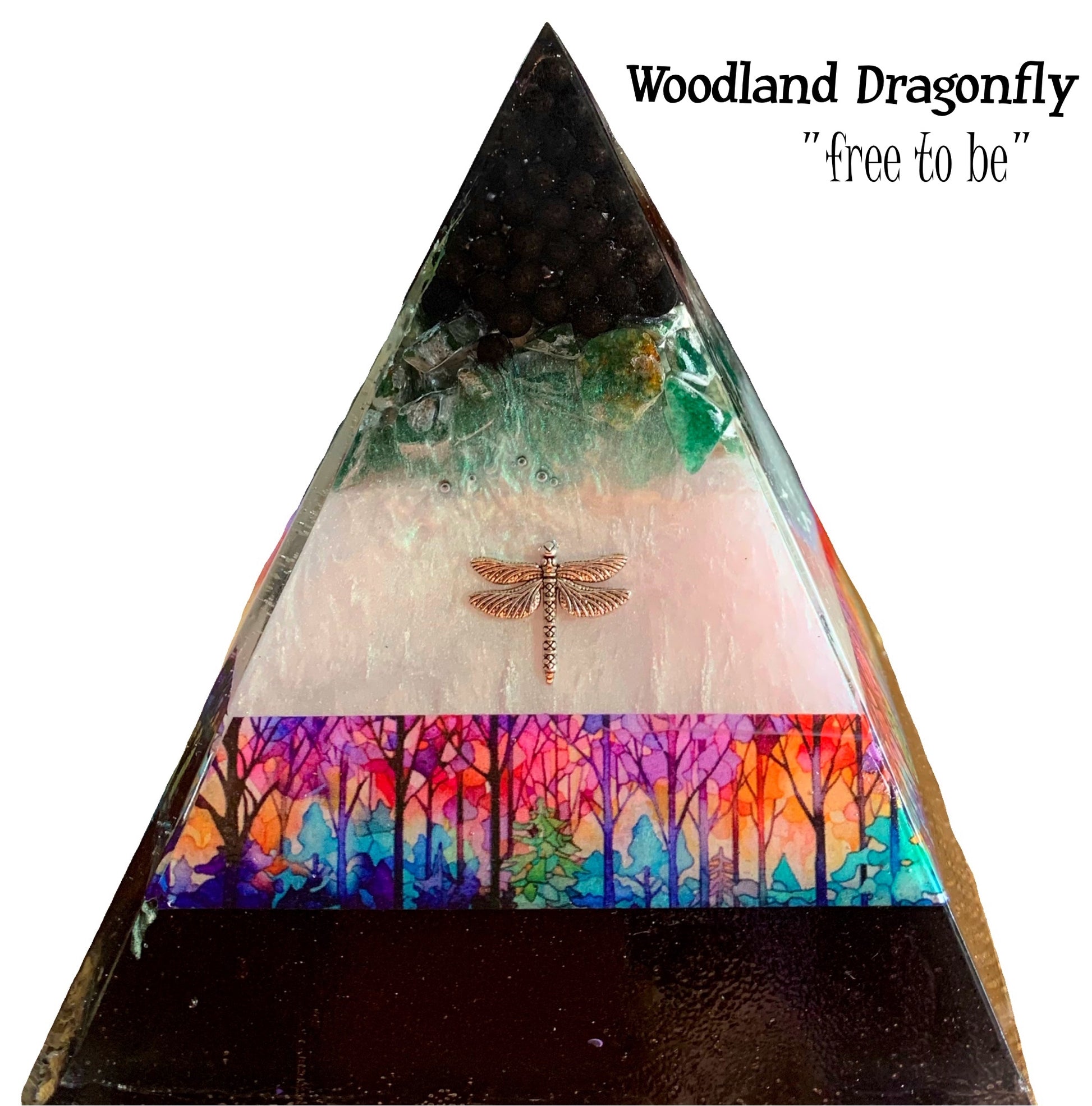 Wanderer Woodland Dragonfly Orgone Pyramid - Shungite Activated image 2
