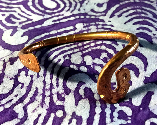 Swirl End, Flat End Thick Copper Bracelet image 0