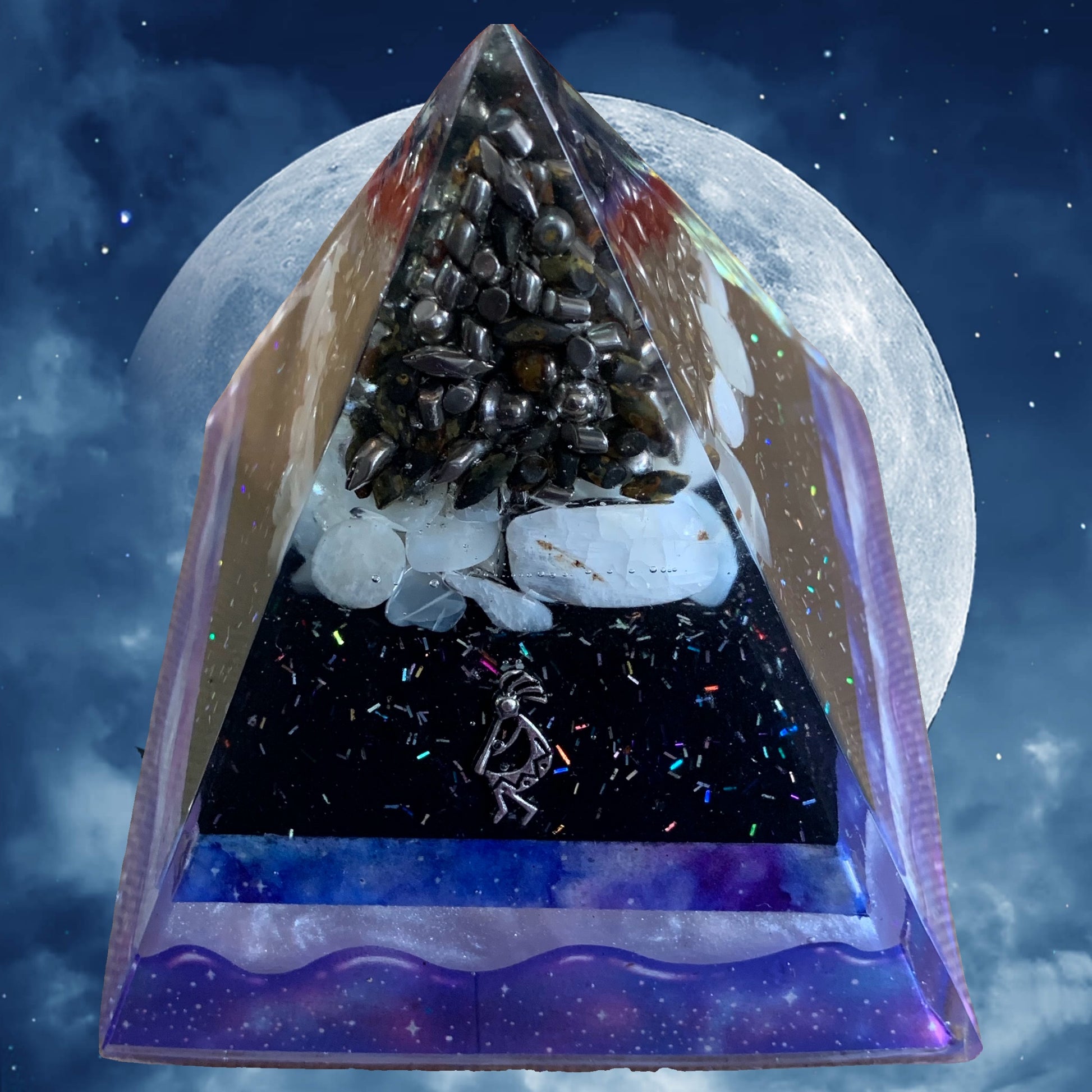 Dancing in the Moonlight Shungite Activated Orgone Pyramid - gratitude, openness image 0