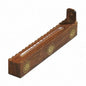 Wood Incense Coffin Box Incense Holder with Brass Sun Inlay 12" long image 0