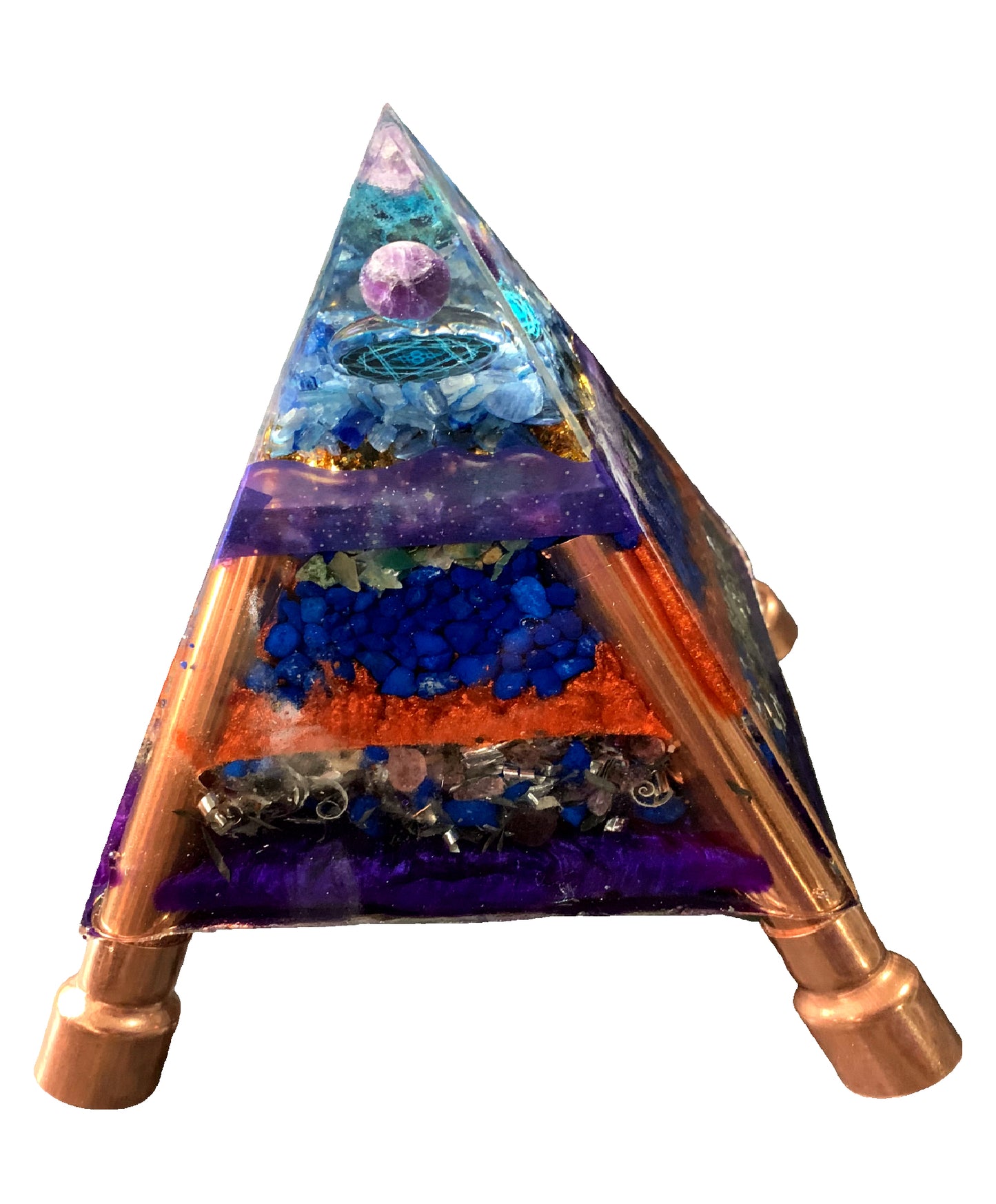 Ascension Orgone Energy Large Pyramid with copper legs adjustable to 10 feet for Home and Garden Protection