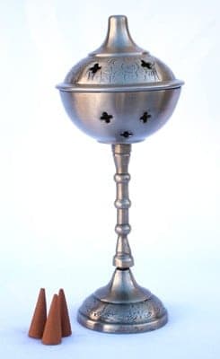 Antique Silver Tone Goblet Incense Burner image 0