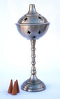 Antique Silver Tone Goblet Incense Burner image 0