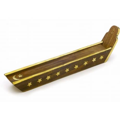 Wooden Compartment Burner with Brass Stars and Moon Inlay image 0