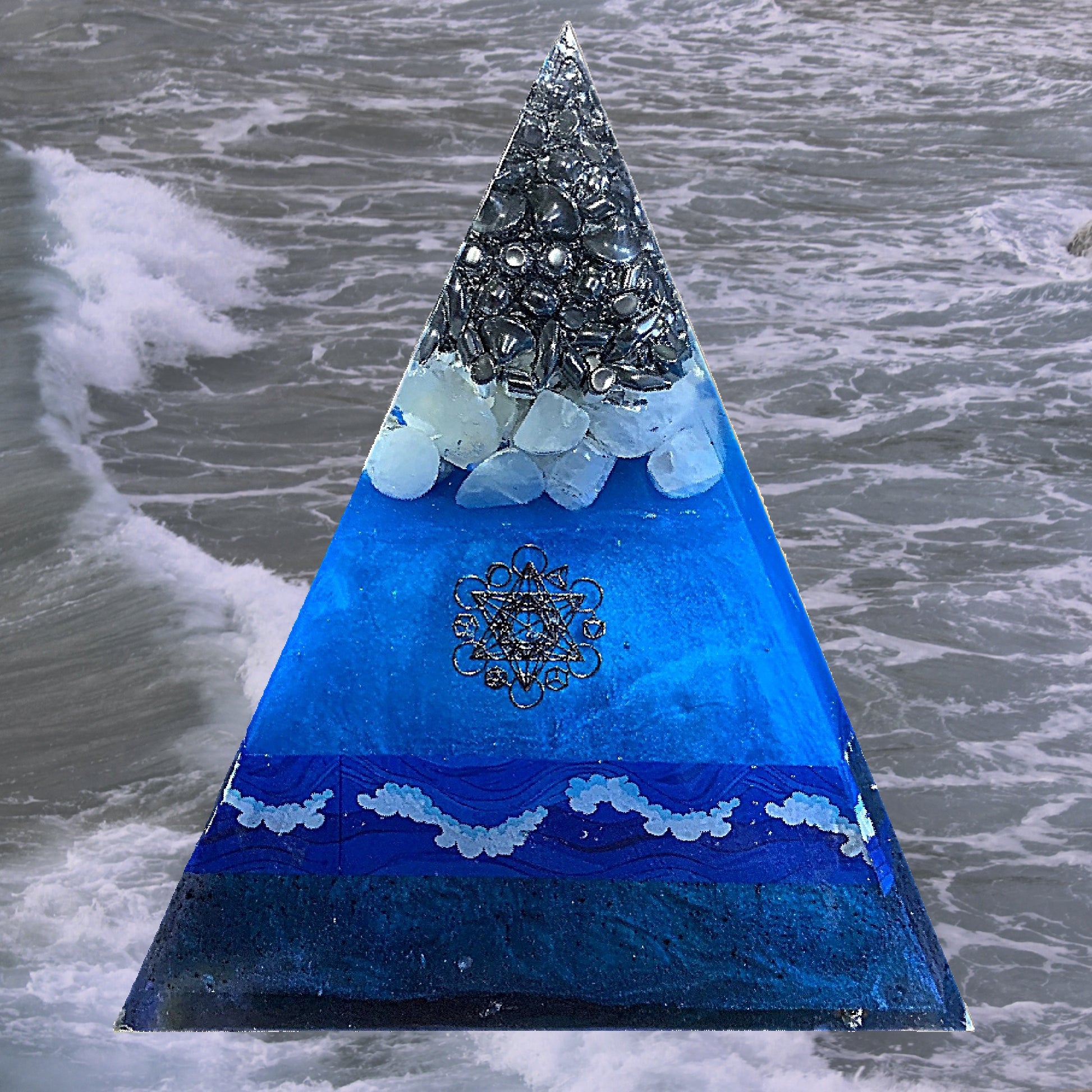Voyager Orgone Harmonizer Pyramid - Shungite Activated, 4.5" tall - emotional balancer image 1