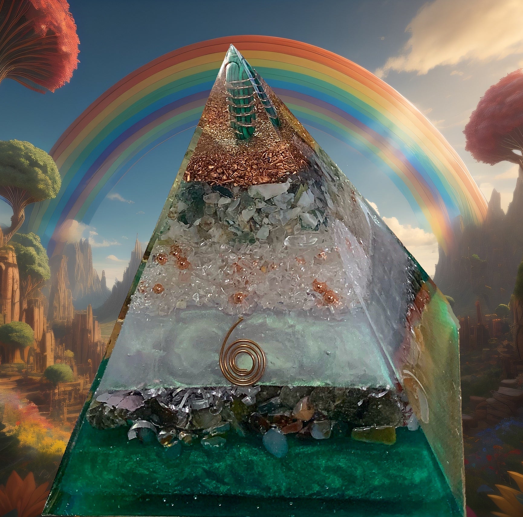 Abundance Orgone Harmonizer Pyramid over 6" tall - for personal and planetary prosperity image 0