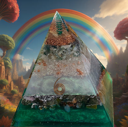 Abundance Orgone Harmonizer Pyramid over 6" tall - for personal and planetary prosperity image 0